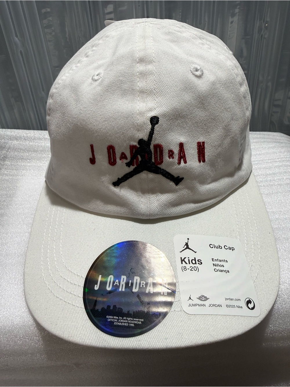 Jordan Jumpman Air Kids Club Cap White Red Black Size 8-20 NWT